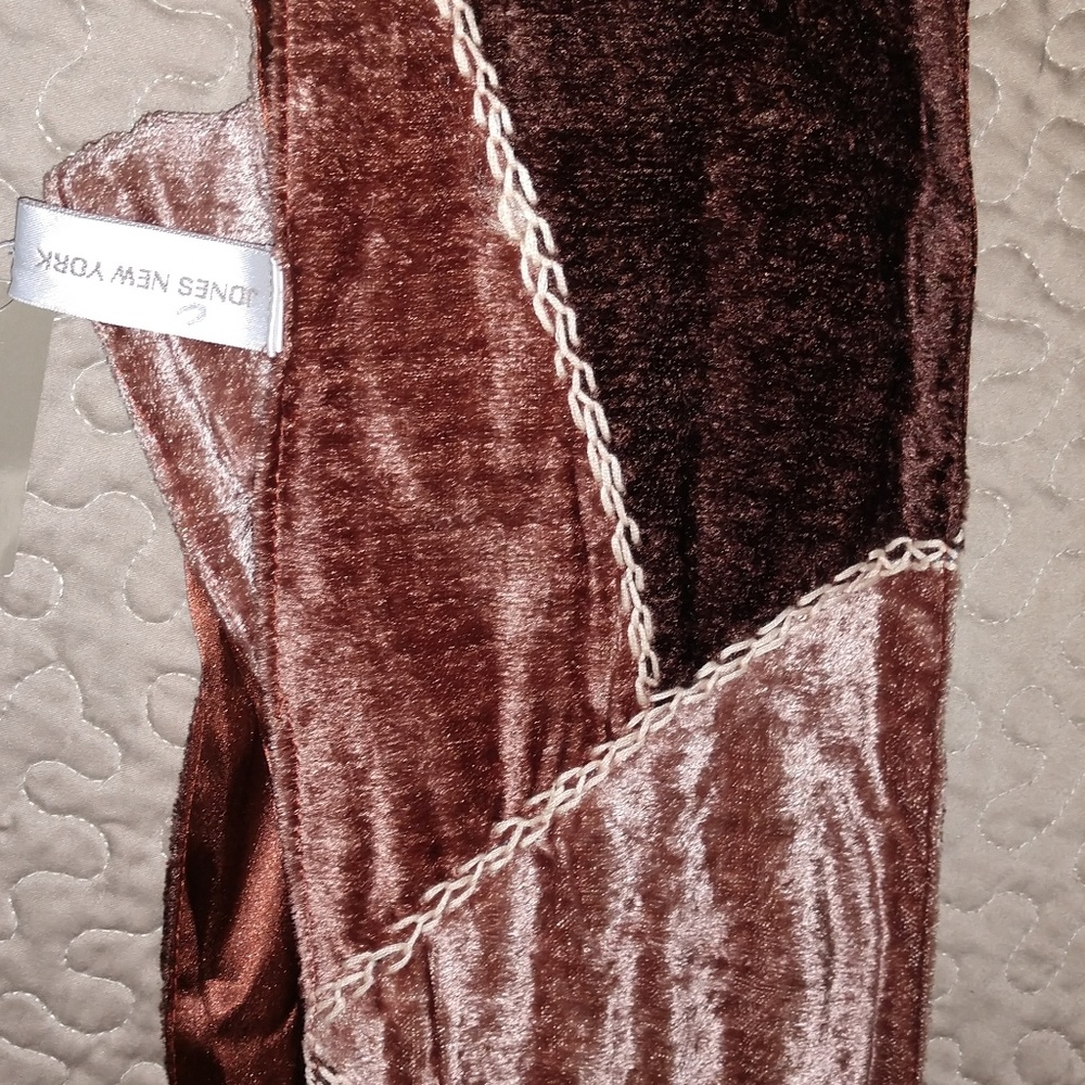 Jones New York velvet/satin patchwork scarf long